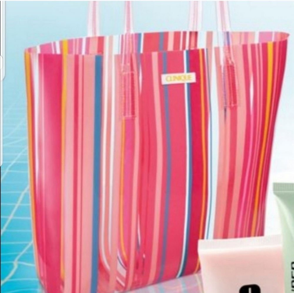 NWT WATERPROOF BEACH POOL BEACH SUMMER CLINIQUE LARGE TOTE